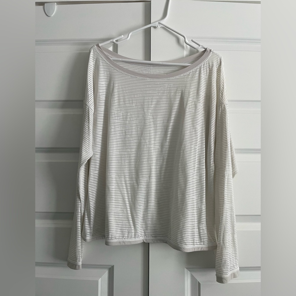 Lululemon Striped Long Sleeve Athletic Top 12 Sheer